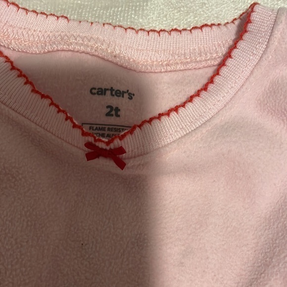 Carters long sleeve PJ set with snowmen‎ pink & red size 2T - Picture 2 of 4